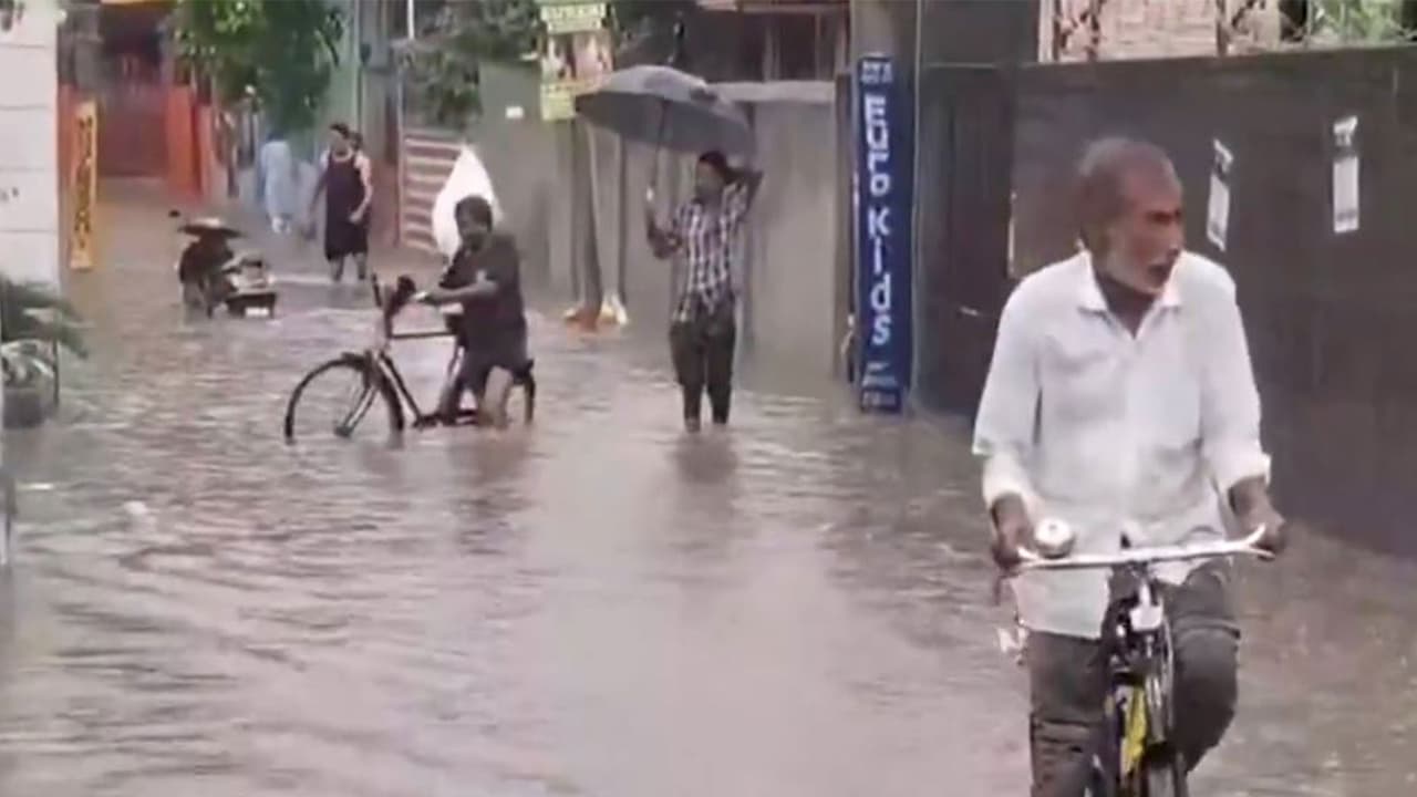 Heavy rain triggers flooding in Bohri and Anand Nagar in Jammu (Photo/ANI) Heavy rain triggers flooding in Bohri and Anand Nagar in Jammu (Photo/ANI)
