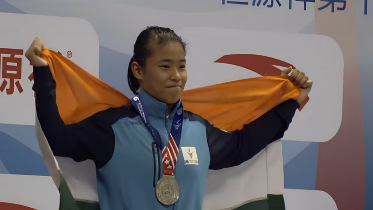 Indian wushu athlete Roshibina Devi. (Photo: @SAIMedia X) Indian wushu athlete Roshibina Devi. (Photo: @SAIMedia X)