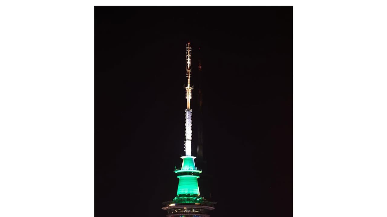 Sky Tower lit in the colours of Indian flag (Photo/X@MEAIndia) Sky Tower lit in the colours of Indian flag (Photo/X@MEAIndia)