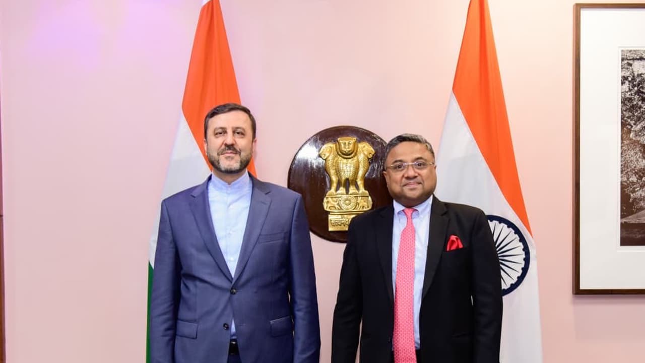 MEA Secretary (West) Sibi George alongwith Iran's Deputy Foreign Minister for Legal and International Affairs, Kazem Gharibabadi (Photo/X/@MEAIndia) MEA Secretary (West) Sibi George alongwith Iran's Deputy Foreign Minister for Legal and International Affairs, Kazem Gharibabadi (Photo/X/@MEAIndia)