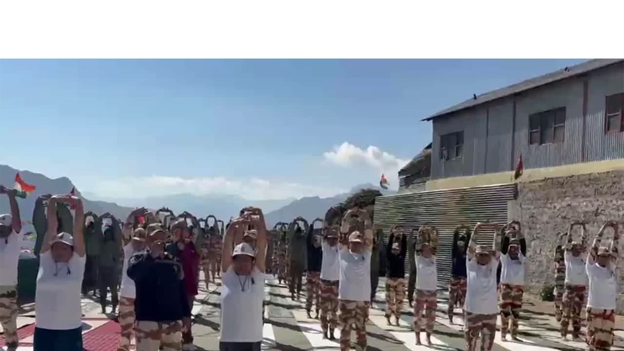 Special yoga camp organised at Shipki La (Photo/ANI) Special yoga camp organised at Shipki La (Photo/ANI)