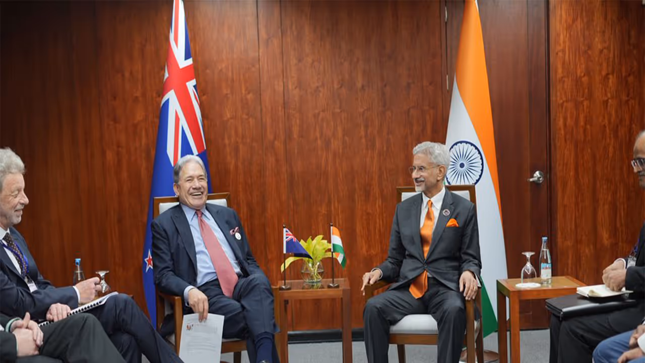 External Affairs Minister S Jaishankar holds bilteral meeting with New Zealand Foreign Minister Winston Peters (Photo/X/@DrSJaishankar) External Affairs Minister S Jaishankar holds bilteral meeting with New Zealand Foreign Minister Winston Peters (Photo/X/@DrSJaishankar)