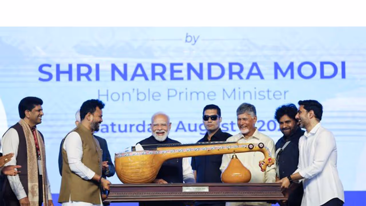 Prime Minister Narendra Modi presented with Bobbili Ekanda Veena (Photo X/Narendra Modi) Prime Minister Narendra Modi presented with Bobbili Ekanda Veena (Photo X/Narendra Modi)