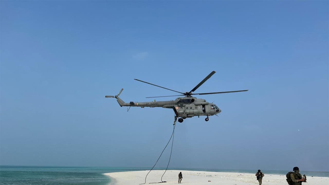 Southern Air Command conducts “Kalari Leap” in Lakshadweep (Photo/ X/ @IafSac) Southern Air Command conducts “Kalari Leap” in Lakshadweep (Photo/ X/ @IafSac)