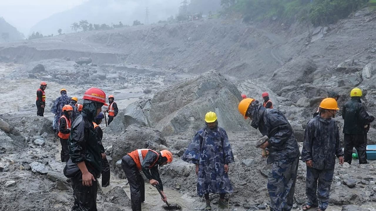 Rescue operations for people trapped inside the tunnel of the Trishuli 3 'A' Hydropower Project underway (Photo/ANI) Rescue operations for people trapped inside the tunnel of the Trishuli 3 'A' Hydropower Project underway (Photo/ANI)