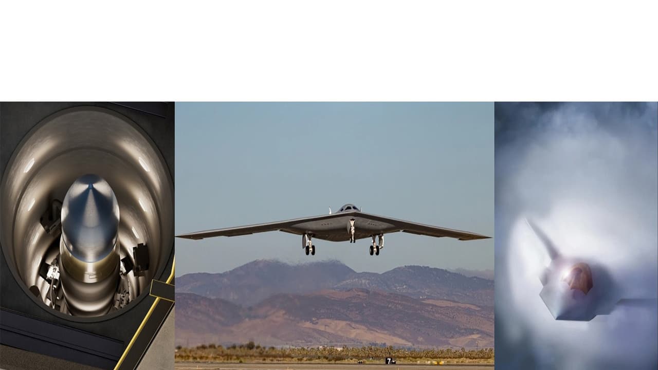 The Sentinel ICBM (representative), B 21 Raider stealth bomber, and F 47 next generation fighter aircraft (Representative) (Photo/US Air Force/ Northrop Grumman) The Sentinel ICBM (representative), B 21 Raider stealth bomber, and F 47 next generation fighter aircraft (Representative) (Photo/US Air Force/ Northrop Grumman)