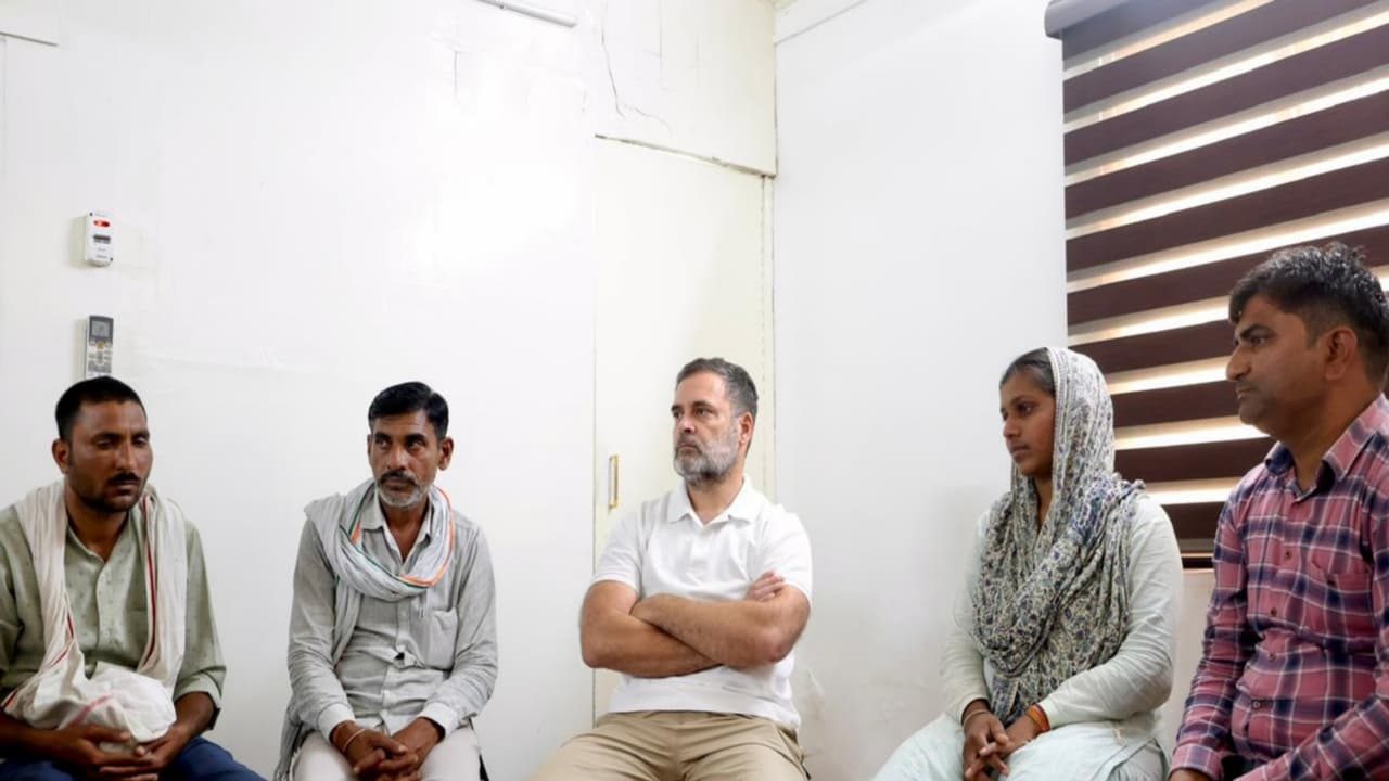 Congress leader Rahul Gandhi meets family of NEET aspirant Pradeep Meghwal who died by suicide (Photo/X/@RahulGandhi)) Congress leader Rahul Gandhi meets family of NEET aspirant Pradeep Meghwal who died by suicide (Photo/X/@RahulGandhi))