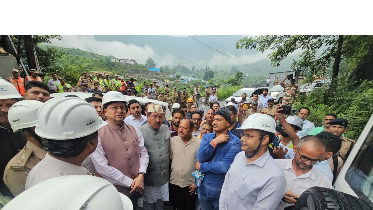 CM Dhami at accident site in Chamoli (Photo/ANI) CM Dhami at accident site in Chamoli (Photo/ANI)