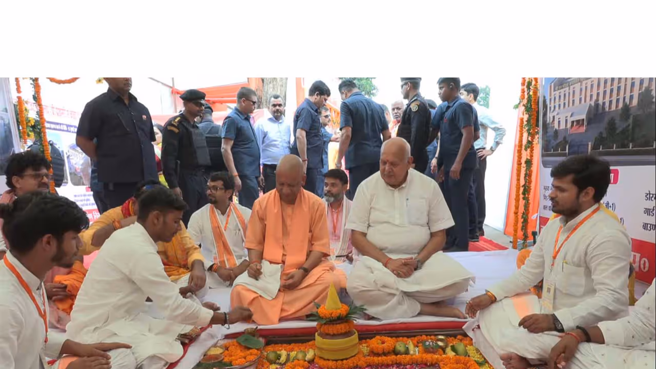 Uttar Pradesh CM Yogi Adityanath lays foundation stones for 77 development projects in Basti (Photo/ANI) Uttar Pradesh CM Yogi Adityanath lays foundation stones for 77 development projects in Basti (Photo/ANI)