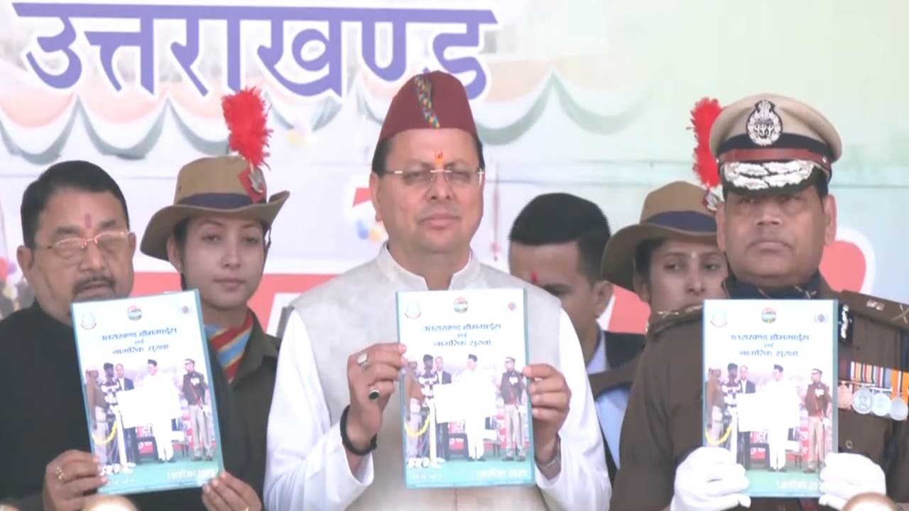 CM Pushkar Singh Dhami at Home Guards Foundation Day event in Dehradun (Photo/ANI) CM Pushkar Singh Dhami at Home Guards Foundation Day event in Dehradun (Photo/ANI)