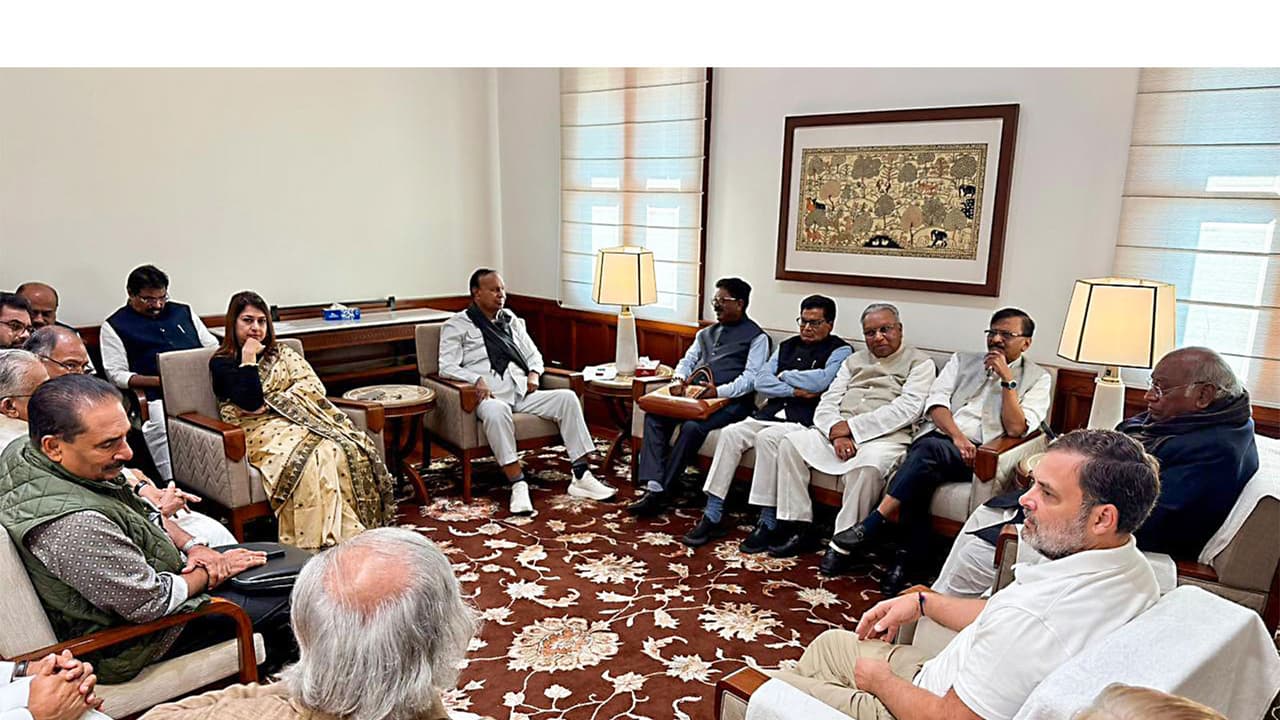 Floor leaders of the INDIA bloc, during a earlier meeting at Parliament House complex (FilePhoto/ANI) Floor leaders of the INDIA bloc, during a earlier meeting at Parliament House complex (FilePhoto/ANI)