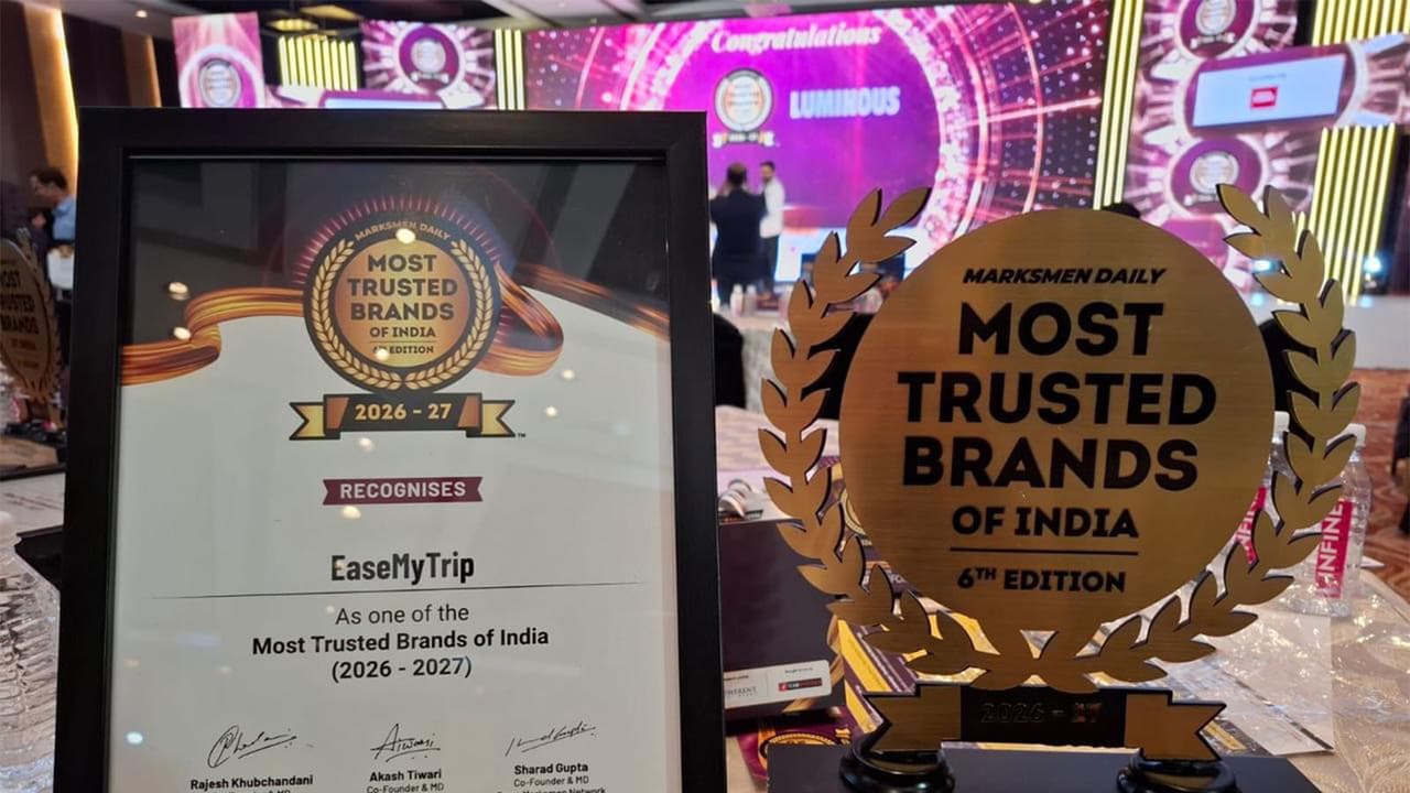 EaseMyTrip recognised among “Most Trusted Brands of India 2026–2027” (Photo/Courtesy EaseMyTrip) EaseMyTrip recognised among “Most Trusted Brands of India 2026–2027” (Photo/Courtesy EaseMyTrip)