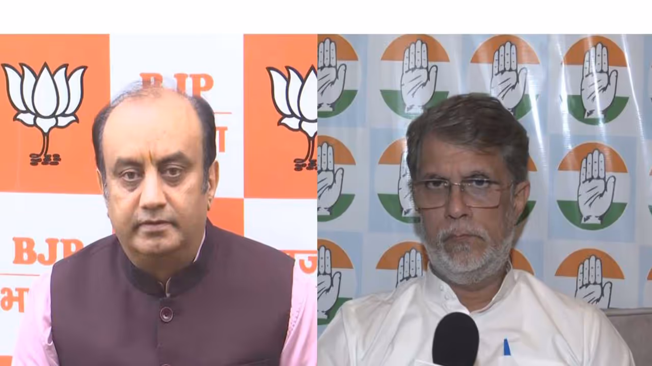 Sudhanshu Trivedi (Left/ANI) Pawan Khera (Right/ANI) Sudhanshu Trivedi (Left/ANI) Pawan Khera (Right/ANI)