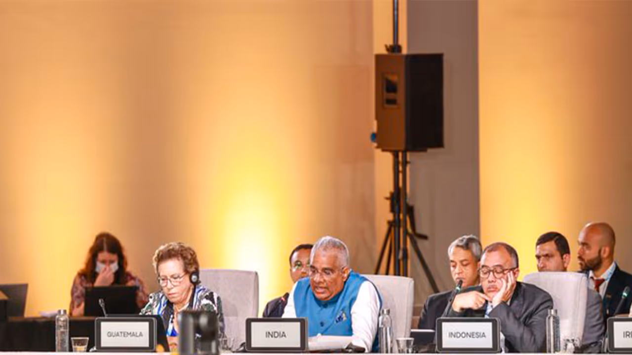 Union Environment, Forest and Climate Change Minister Bhupender Yadav addresses the plenary session during the Pre COP31 meeting in Fiji. (Photo: X/@byadavbjp) Union Environment, Forest and Climate Change Minister Bhupender Yadav addresses the plenary session during the Pre COP31 meeting in Fiji. (Photo: X/@byadavbjp)