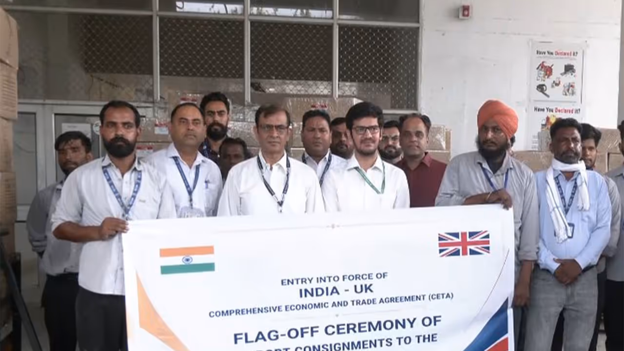 First cargo shipment flagged off from Amritsar airport under India–UK FTA (Photo/ANI) First cargo shipment flagged off from Amritsar airport under India–UK FTA (Photo/ANI)