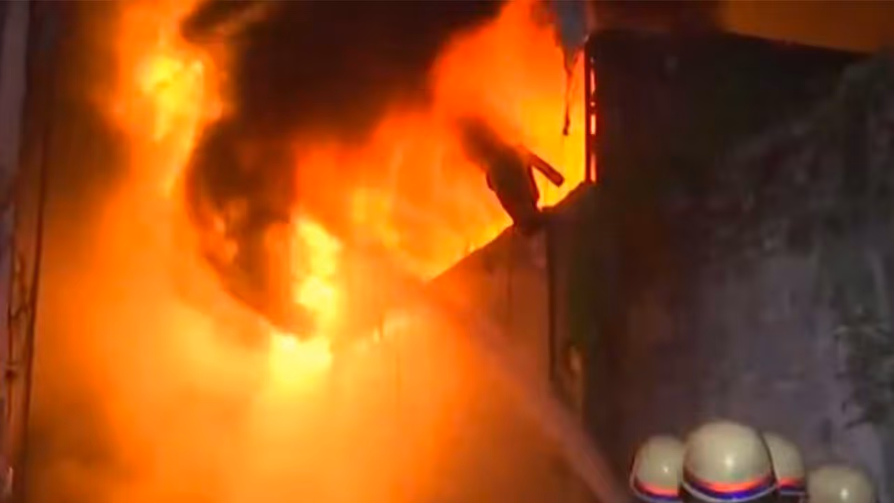 Fire broke out at a candle factory (Photo/ANI) Fire broke out at a candle factory (Photo/ANI)