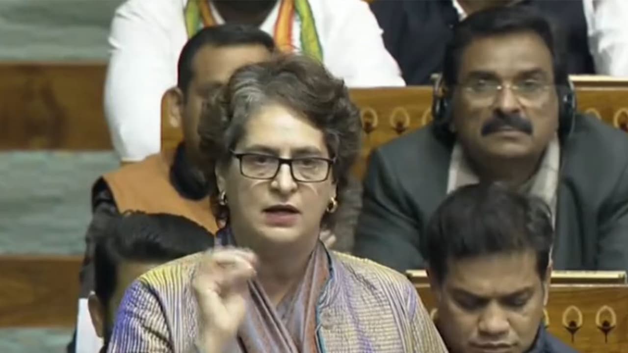 Congress MP Priyanka Gandhi Vadra speaks in Lok Sabha. (Photo/ANI) Congress MP Priyanka Gandhi Vadra speaks in Lok Sabha. (Photo/ANI)