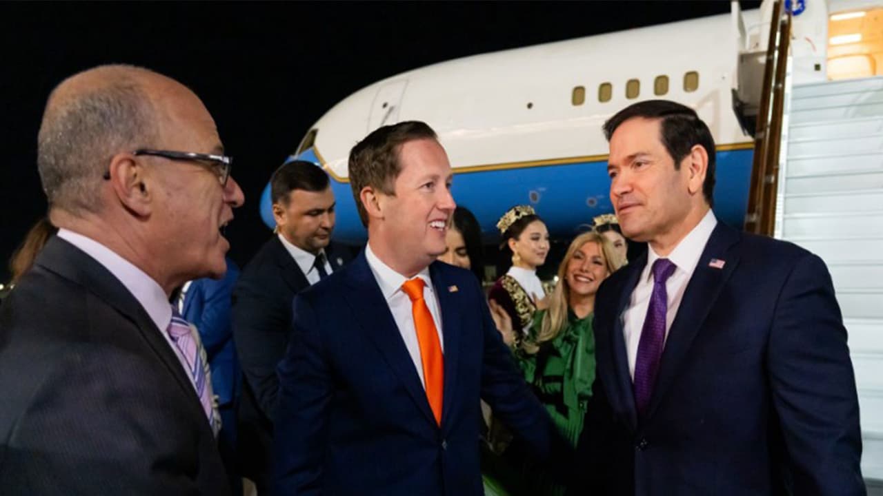US Ambassador to India Sergio Gor welcomes Secretary of State Marco Rubio in Samarkand, Uzbekistan (Photo/X/@USAmbIndia) US Ambassador to India Sergio Gor welcomes Secretary of State Marco Rubio in Samarkand, Uzbekistan (Photo/X/@USAmbIndia)