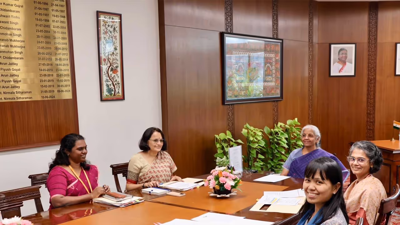 Finance Minister Nirmala Sitharaman at the meeting (Photo/X@FinMinIndia) Finance Minister Nirmala Sitharaman at the meeting (Photo/X@FinMinIndia)