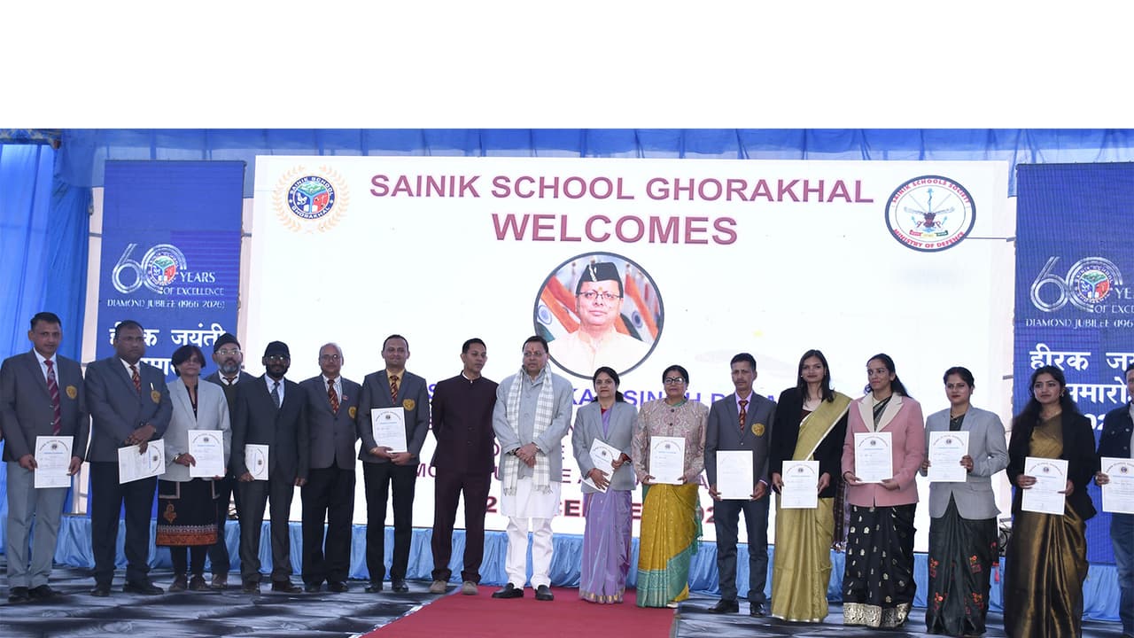 Uttarakhand CM inaugurates Diamond Jubilee of Sainik School Ghorakhal(Photo/ANI) Uttarakhand CM inaugurates Diamond Jubilee of Sainik School Ghorakhal(Photo/ANI)