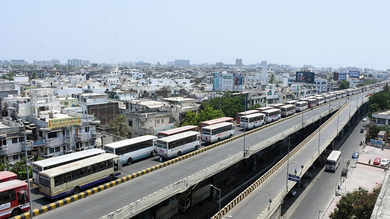 Gujarat State Road Transport Corporation buses (File Photo/ANI) Gujarat State Road Transport Corporation buses (File Photo/ANI)