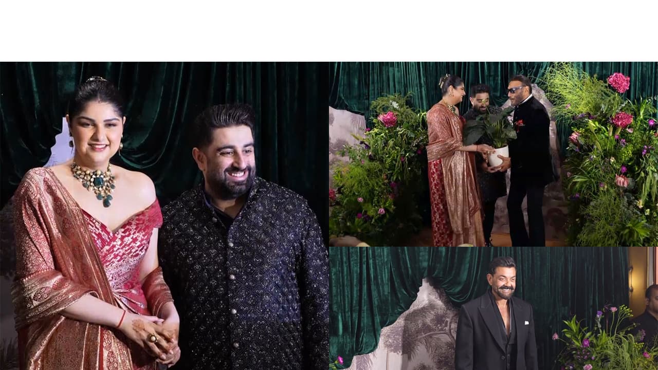 Ashula Kapoor with husband, Jackie Shroff, Bobby Deol (Photos/ANI) Ashula Kapoor with husband, Jackie Shroff, Bobby Deol (Photos/ANI)