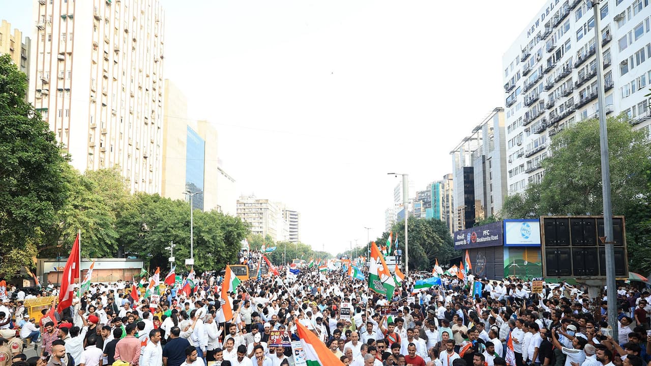 INDIA bloc leaders march towards SC against CEC Gyanesh Kumar in New Delhi on October 12 (Photo: x/@INCIndia) INDIA bloc leaders march towards SC against CEC Gyanesh Kumar in New Delhi on October 12 (Photo: x/@INCIndia)