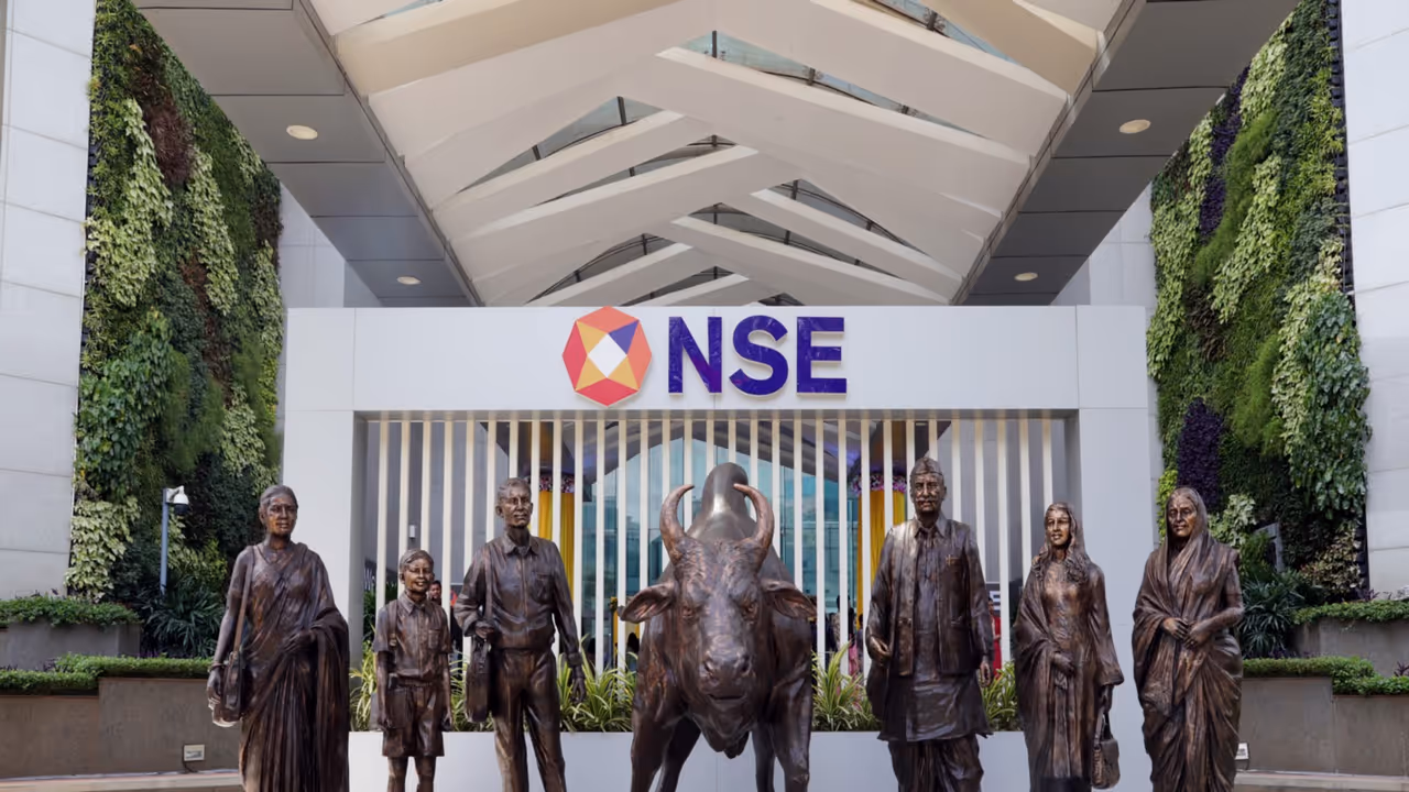 A view of the newly renovated NSE atrium bull (File Photo/ANI) A view of the newly renovated NSE atrium bull (File Photo/ANI)