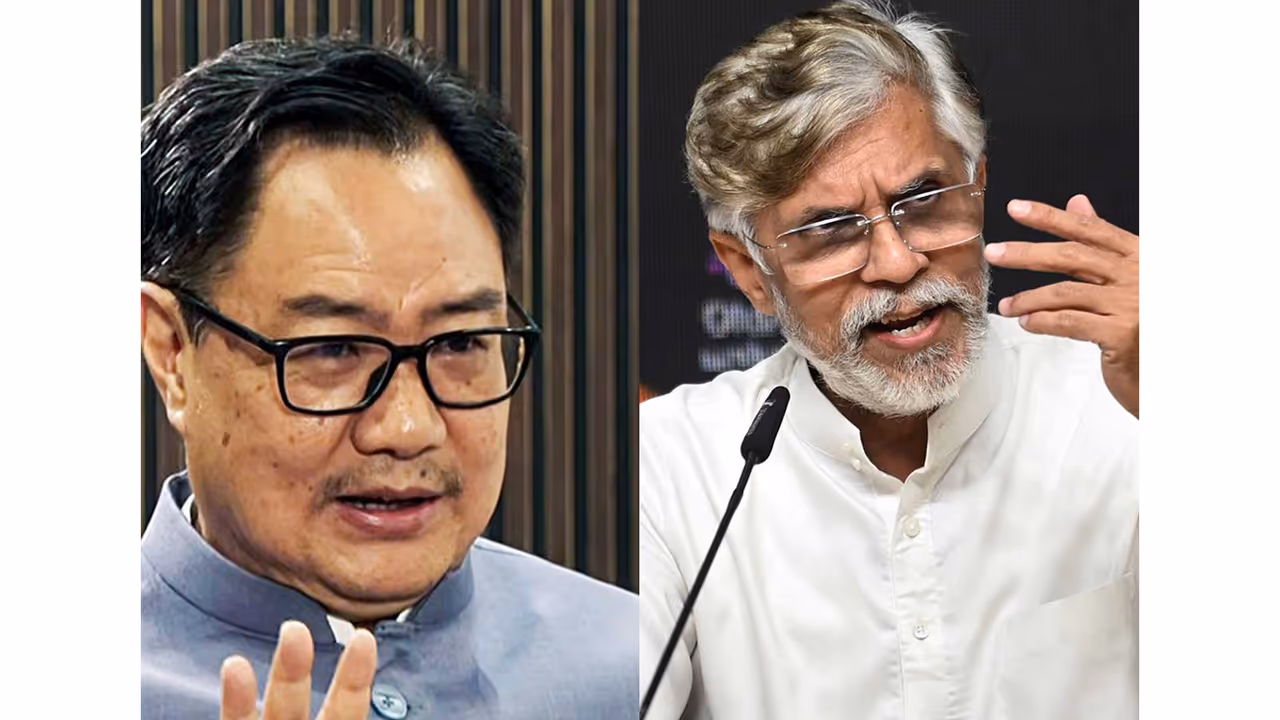 Union Minister Kiren Rijiju and Congress leader Pawan Khera (File Photo/ANI) Union Minister Kiren Rijiju and Congress leader Pawan Khera (File Photo/ANI)