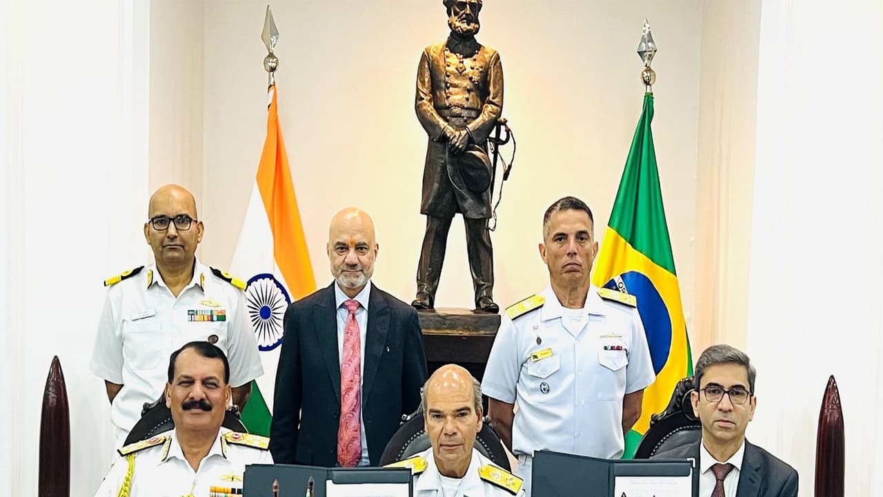  Tripartite MoU signed between the Indian Navy, Brazilian Navy, and Mazagon Dock Shipbuilders Limited (Photo/ Indian Navy)