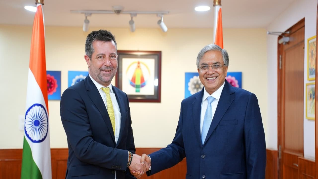 Chief Election Commissioner Gyanesh Kumar meets Georgia's Ambassador to India, Vakhtang Jaoshvili, at Nirvachan Sadan in New Delhi. (Photo: X/@ECISVEEP) Chief Election Commissioner Gyanesh Kumar meets Georgia's Ambassador to India, Vakhtang Jaoshvili, at Nirvachan Sadan in New Delhi. (Photo: X/@ECISVEEP)