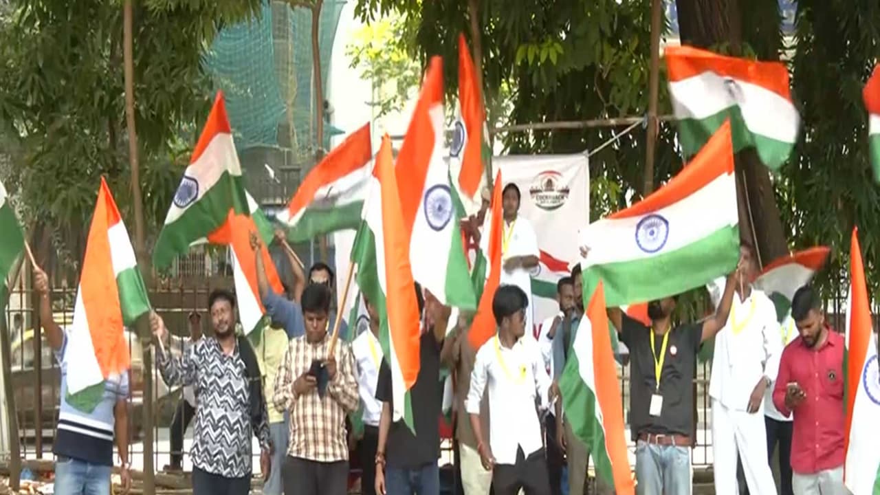 Visual from the protest at Mumbai’s Azad Maidan (Photo/ANI) Visual from the protest at Mumbai’s Azad Maidan (Photo/ANI)