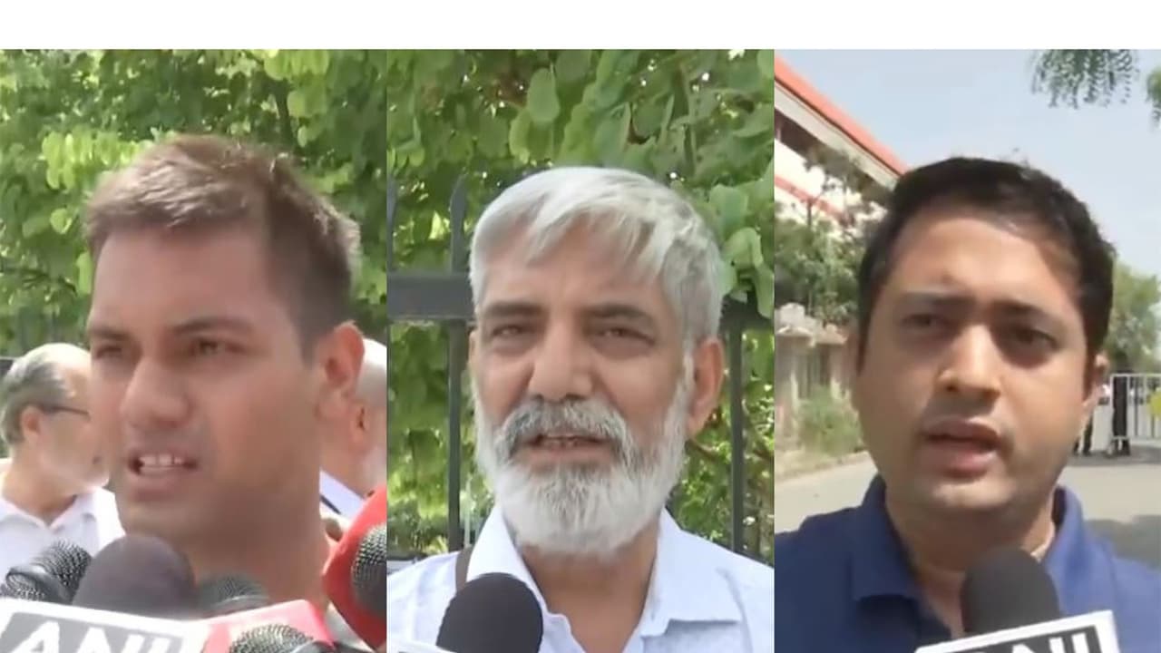 Twisha Sharma’s brother, Major Harshit Sharma, father Navnidhi Sharma, and relative (Photo/ANI) Twisha Sharma’s brother, Major Harshit Sharma, father Navnidhi Sharma, and relative (Photo/ANI)