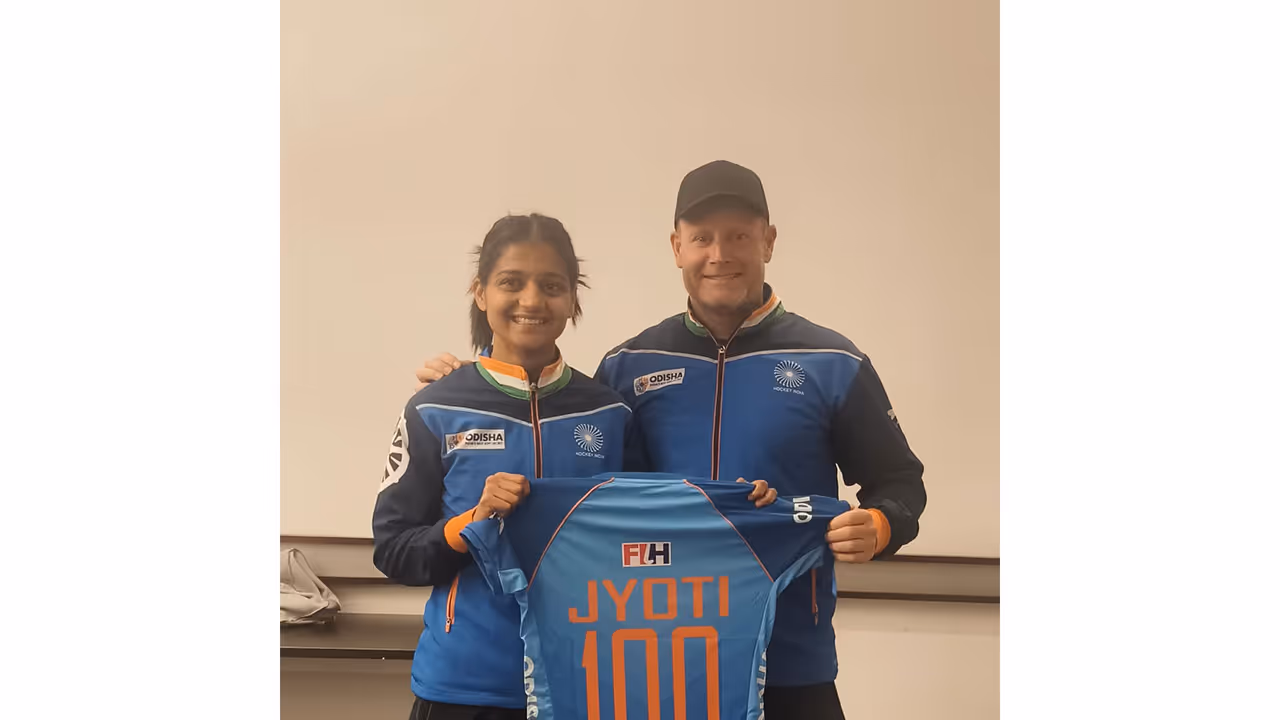 Hockey India congratulates Jyoti on completing 100 international caps. (Photo/HI) Hockey India congratulates Jyoti on completing 100 international caps. (Photo/HI)