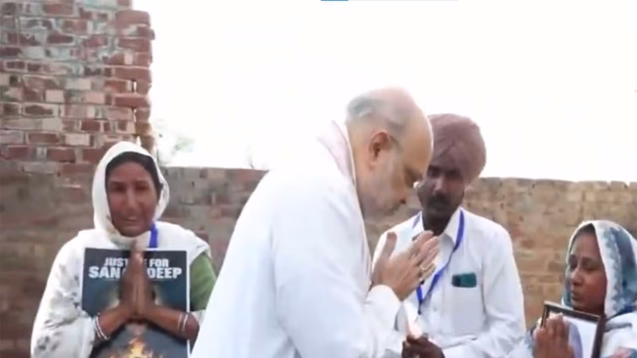 Union Home Minister Amit Shah visits the residence of Gulzar Singh, who died by suicide on September 8, 2026 (Photo/ANI) Union Home Minister Amit Shah visits the residence of Gulzar Singh, who died by suicide on September 8, 2026 (Photo/ANI)