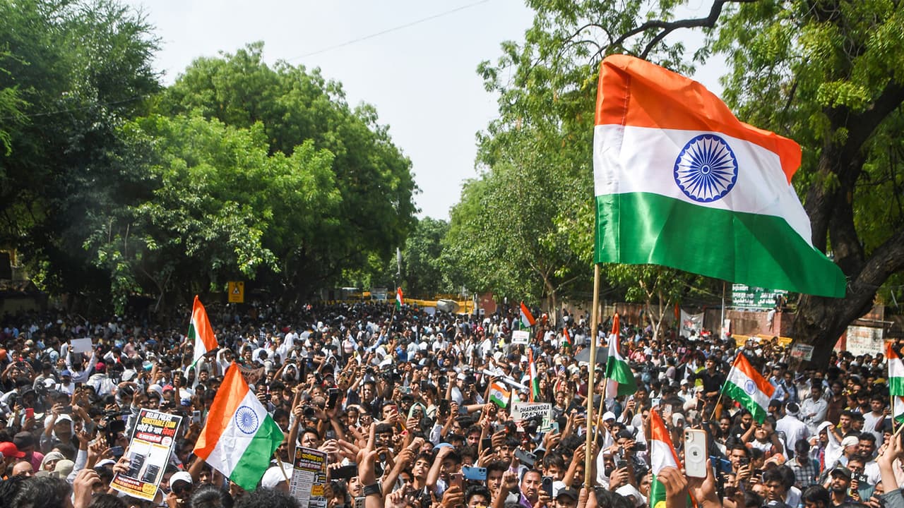Visuals from Jantar Mantar protest over NEET (File Photo/ANI) Visuals from Jantar Mantar protest over NEET (File Photo/ANI)