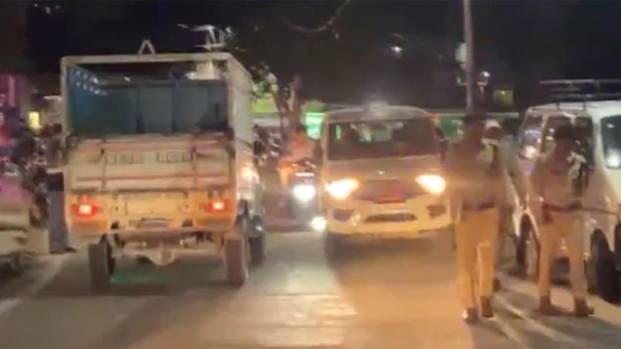 Police are patrolling during night hours in the district to ensure public safety.(Photo/ANI) Police are patrolling during night hours in the district to ensure public safety.(Photo/ANI)