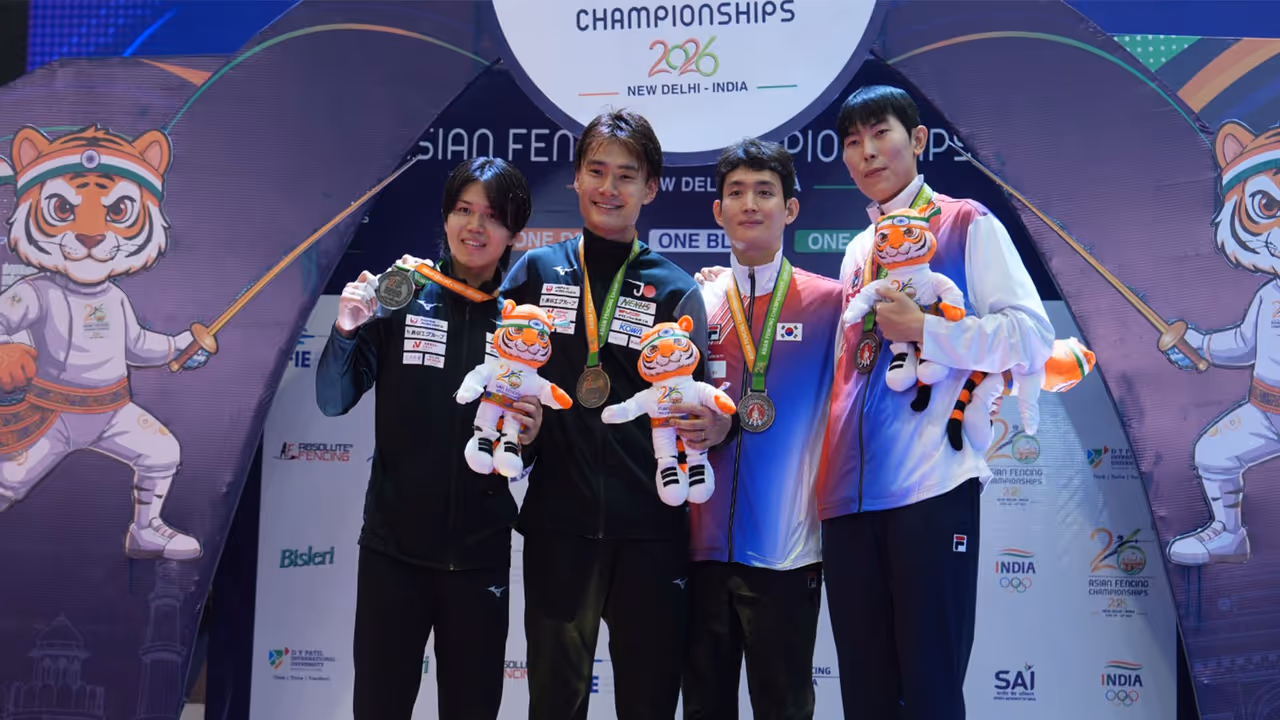 Medal winners in the individual events of the 26th Asian Senior Fencing Championships (Photo: Fencing Association of India) Medal winners in the individual events of the 26th Asian Senior Fencing Championships (Photo: Fencing Association of India)