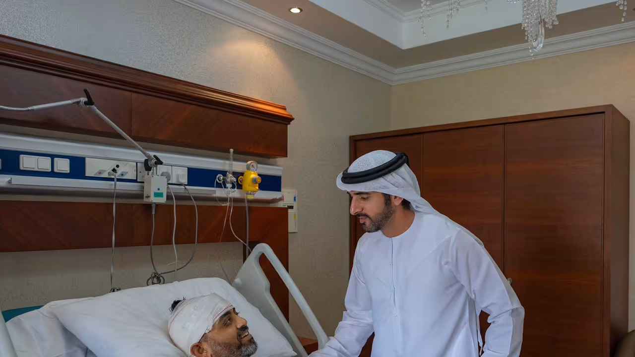 UAE Deputy Prime Minister Hamdan bin Mohammed meets Capt Machchhar in hospital (Photo/X/@HamdanMohammed) UAE Deputy Prime Minister Hamdan bin Mohammed meets Capt Machchhar in hospital (Photo/X/@HamdanMohammed)
