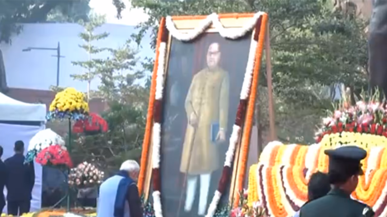 PM Narendra Modi pays tribute to Dr. B.R. Ambedkar on his death anniversary, at the Parliament. (Photo/ANI) PM Narendra Modi pays tribute to Dr. B.R. Ambedkar on his death anniversary, at the Parliament. (Photo/ANI)