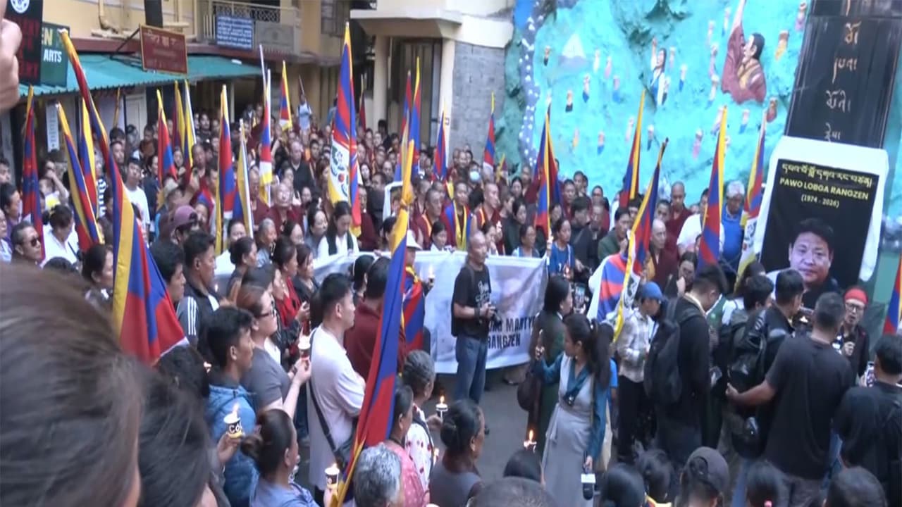 Candlelight vigils held in Dharamshala to mourn Tibetan activist death (Photo/ANI) Candlelight vigils held in Dharamshala to mourn Tibetan activist death (Photo/ANI)