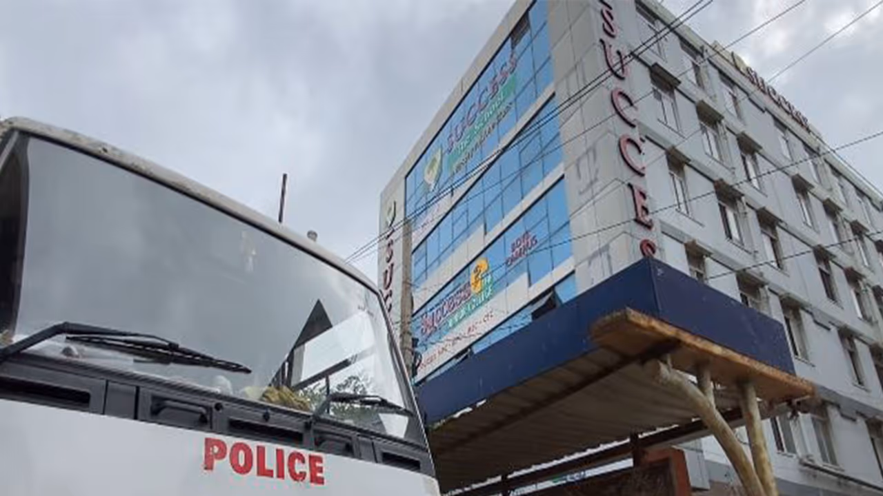 Heavy police security was deployed outside Success School in the Saidabad area (Photo/ANI) Heavy police security was deployed outside Success School in the Saidabad area (Photo/ANI)
