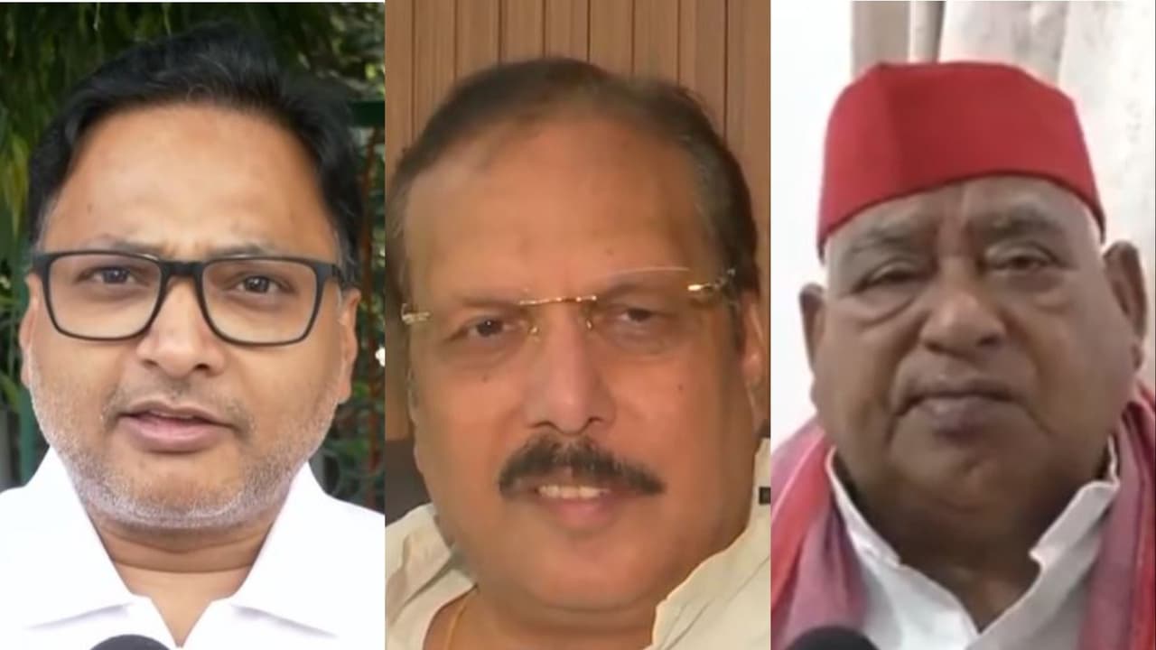 Samajwadi Party (SP) leaders Ashutosh Verma, Rajeev Rai, and Awadhesh Prasad (Photo/ANI) Samajwadi Party (SP) leaders Ashutosh Verma, Rajeev Rai, and Awadhesh Prasad (Photo/ANI)