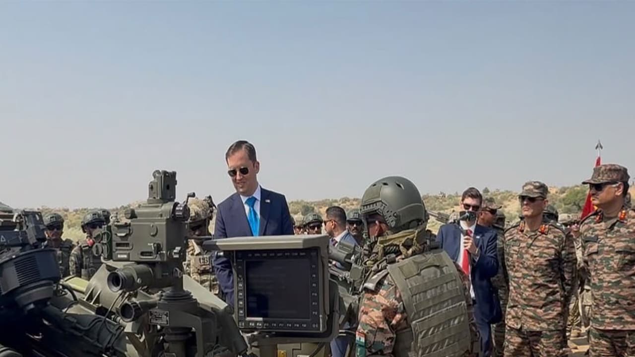 US Envoy Gor reviews Exercise Yudh Abhyas 2026 at Mahajan Field Firing Range in Rajasthan (Photo/ANI) US Envoy Gor reviews Exercise Yudh Abhyas 2026 at Mahajan Field Firing Range in Rajasthan (Photo/ANI)