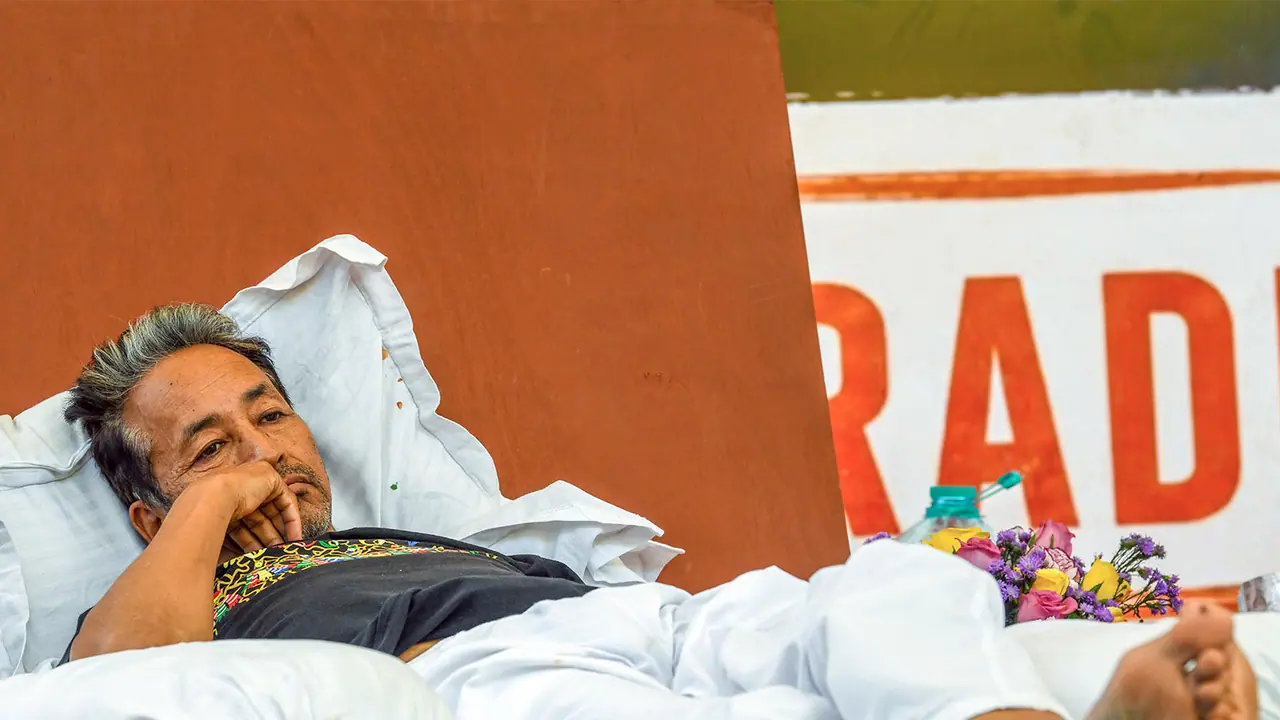 Activist Sonam Wangchuk during his hunger strike at Jantar Mantar (File Photo/ANI) Activist Sonam Wangchuk during his hunger strike at Jantar Mantar (File Photo/ANI)