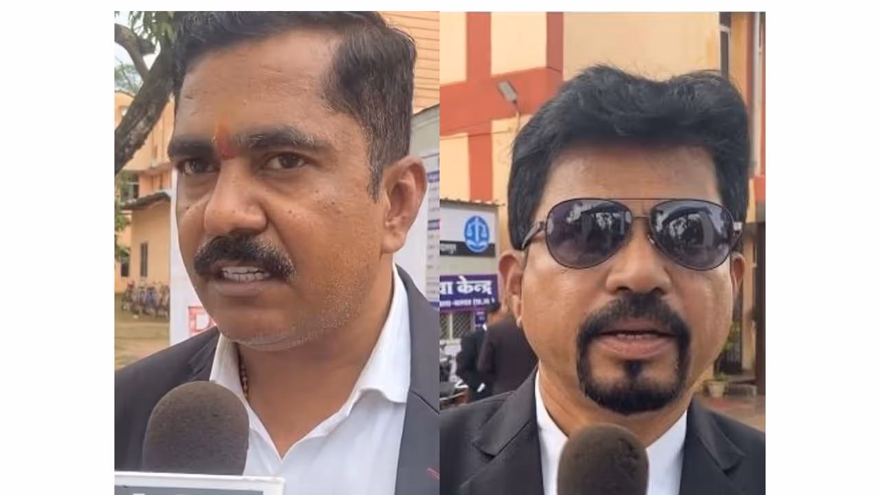 Avadhesh Jha (Left), an office bearer of the Congress Legal Cell in Chhattisgarh and Arvind Chaudhary, defence counsel (Photo/ANI) Avadhesh Jha (Left), an office bearer of the Congress Legal Cell in Chhattisgarh and Arvind Chaudhary, defence counsel (Photo/ANI)