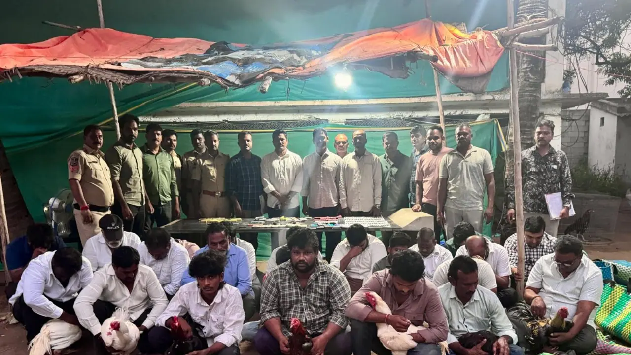 Hyderabad Task Force busts cockfighting racket (Photo/ANI) Hyderabad Task Force busts cockfighting racket (Photo/ANI)
