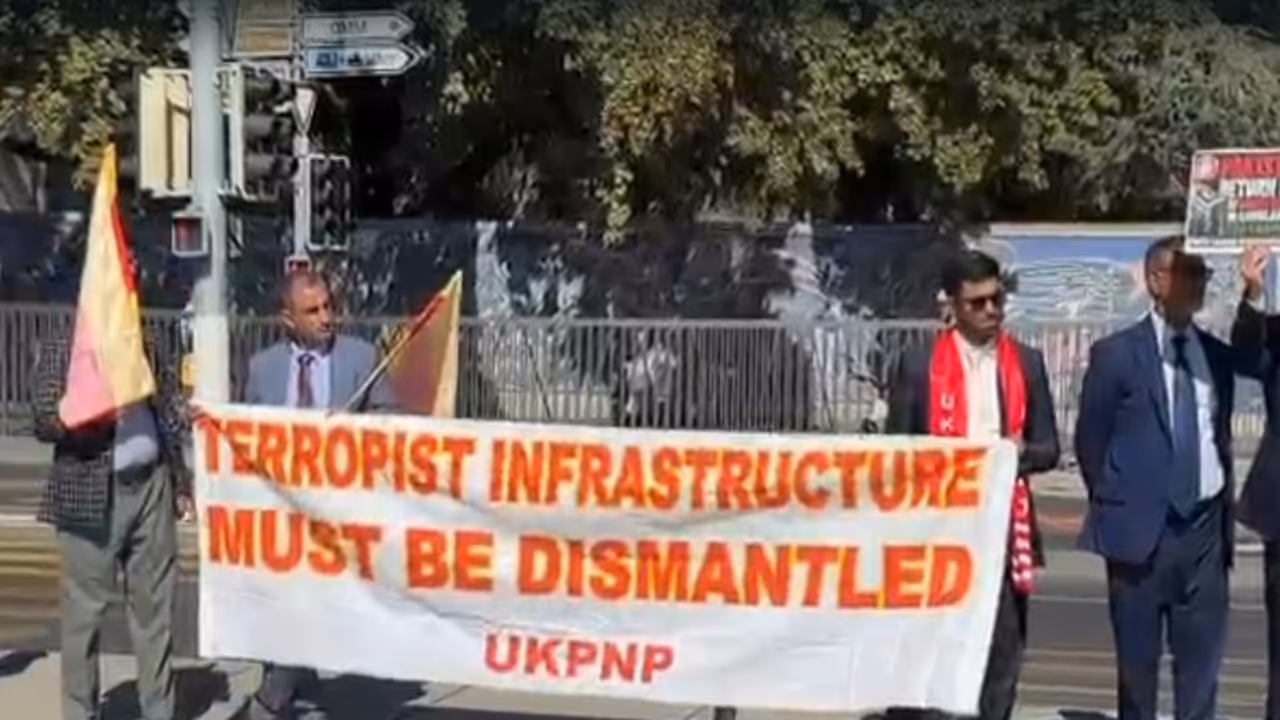 UKPNP stages anti Pak protest outside UN over rights violation (Photo/ANI) UKPNP stages anti Pak protest outside UN over rights violation (Photo/ANI)