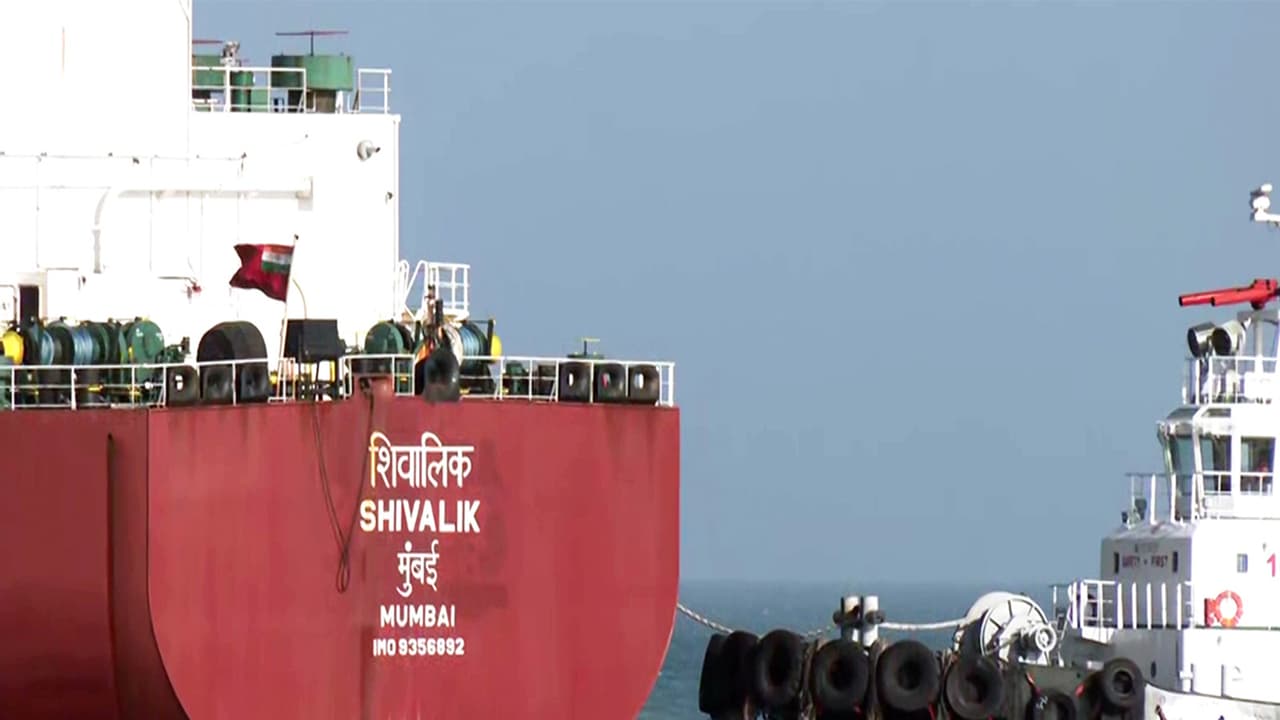 LPG carrier vessel Shivalik, which crossed the Strait of Hormuz, arrives at the Mundra Port (Photo/ANI) LPG carrier vessel Shivalik, which crossed the Strait of Hormuz, arrives at the Mundra Port (Photo/ANI)