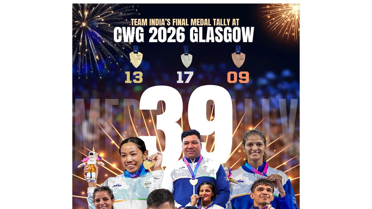 India clinched 39 medals at the CWG 2026 edition, including 13 Gold medals. (Photo: X/@mansukhmandviya) India clinched 39 medals at the CWG 2026 edition, including 13 Gold medals. (Photo: X/@mansukhmandviya)